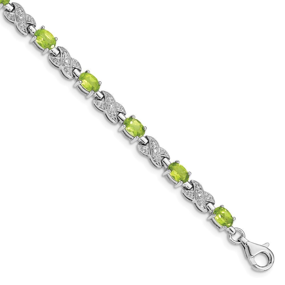 Kazi Luxury Sterling Silver Rhodium-plated Peridot Bracelet